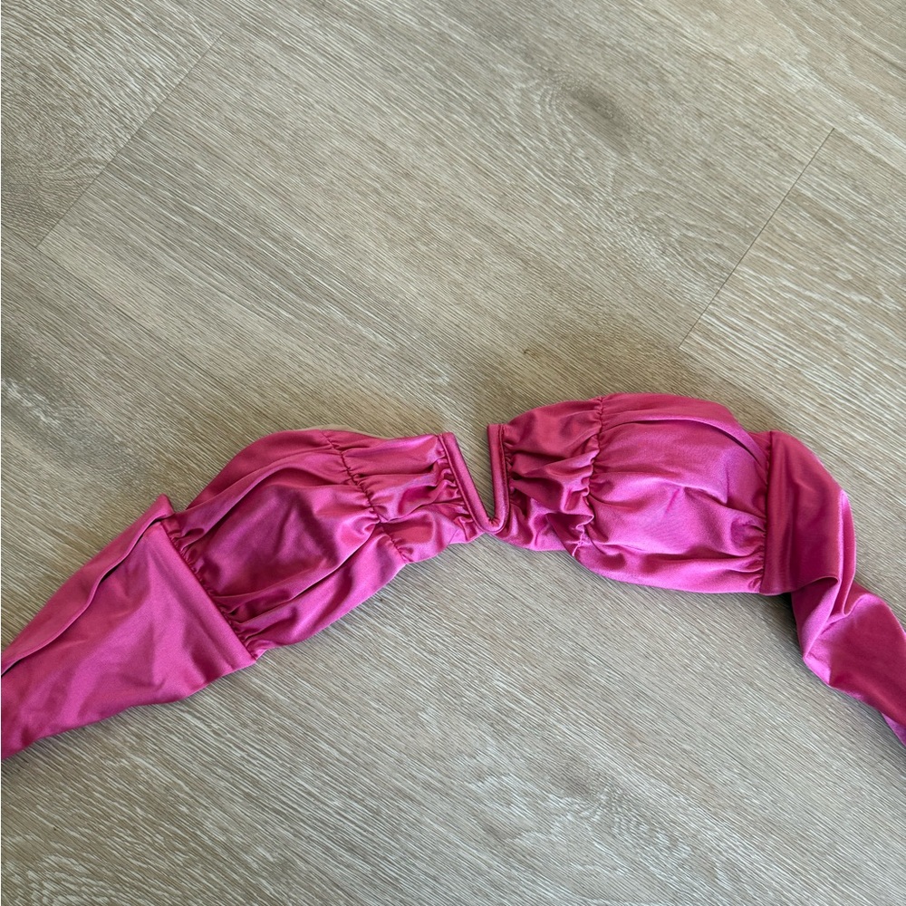 Pink Ruched Bikini Top